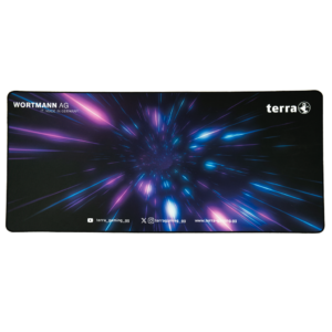 TERRA Mousepad XXL PURE Gaming black/purple schwarze Umkettelung; 900 x 400 x 3 mm